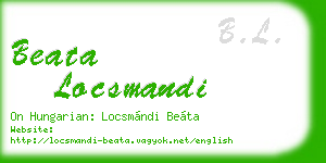 beata locsmandi business card